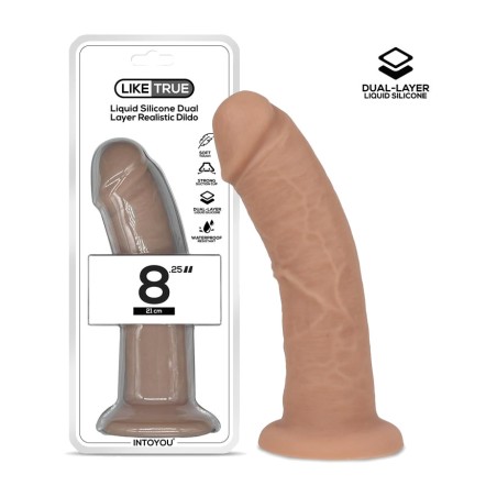 gode réaliste en silicone liquide à double couche 8,25"