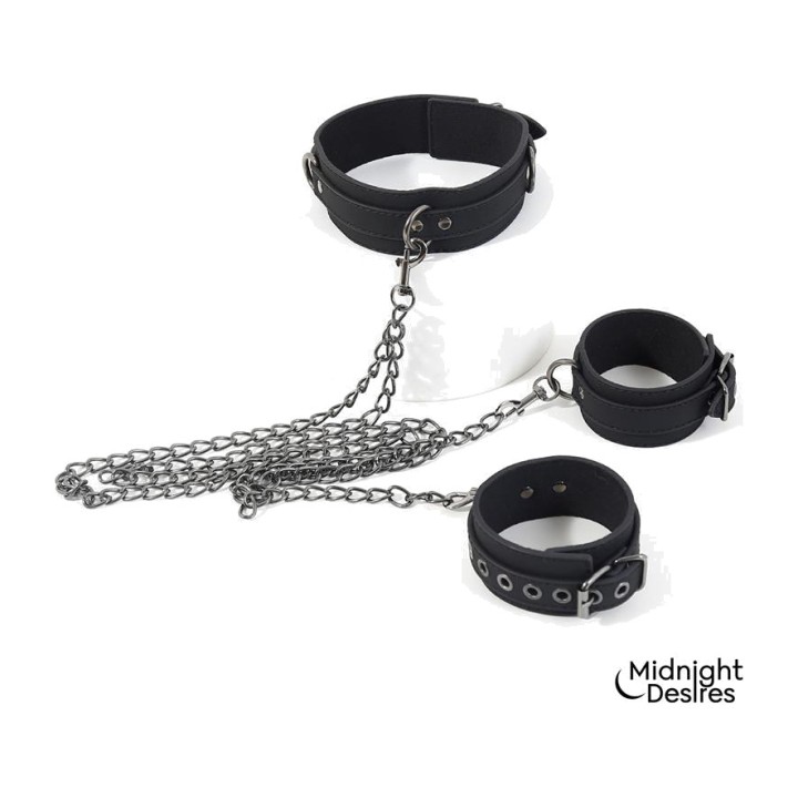 MIDNIGHT DESIRES Halsband mit Kette und Fußfesseln MD-060