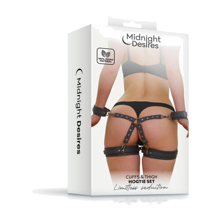 MIDNIGHT DESIRES Set di legature hogtie per cosce e polsi