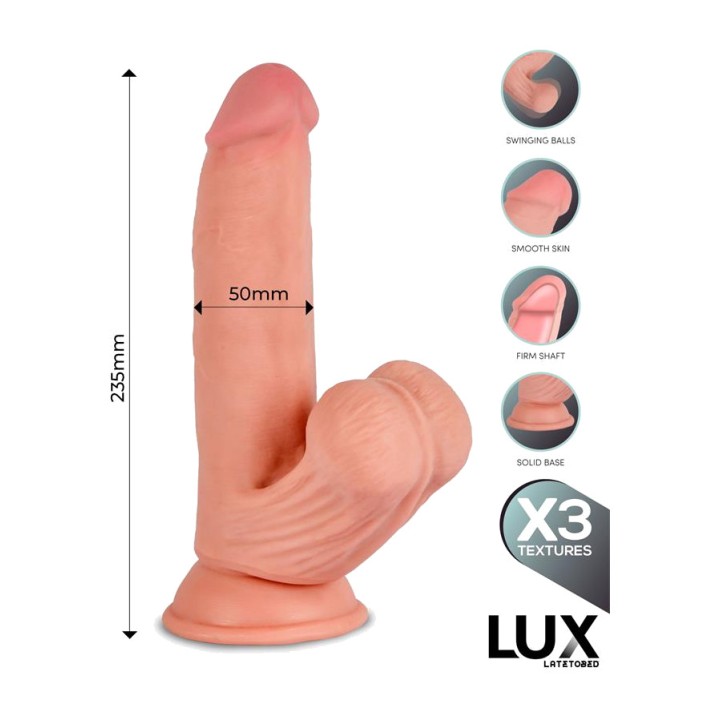 LUX Háromrétegű, valósághű dildo lengő herékkel BERND 9,2"