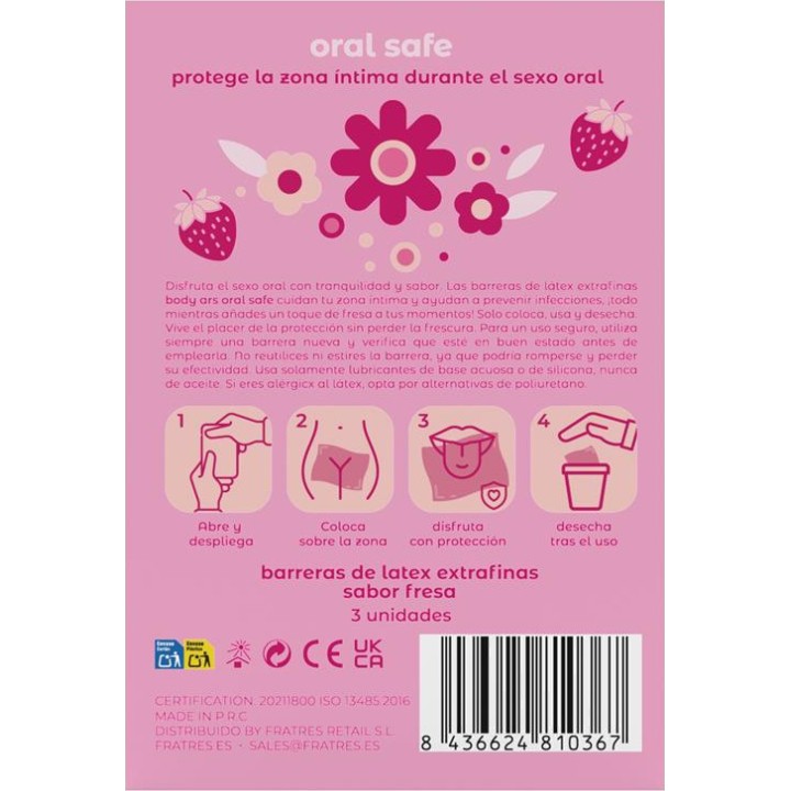 BODY ARS Barreiras orais de látex com aroma a morango X3 BO3