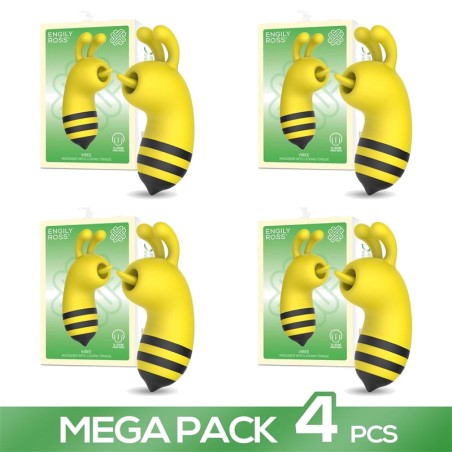 pack of 4 bee-shaped clitoral stimulators with tongue vibee