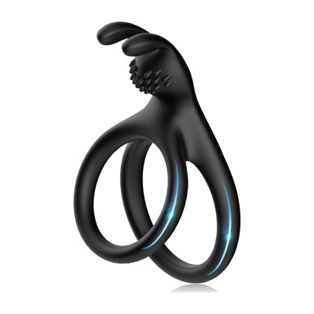 inel dublu pentru penis, cu stimulator iepuraș