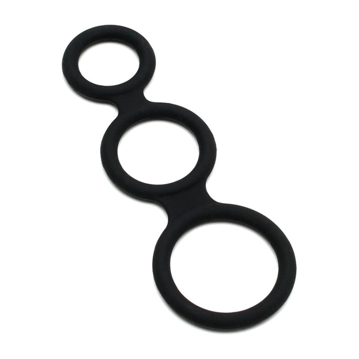 LATEX PLAY Trippelring i silikon för penis och testiklar