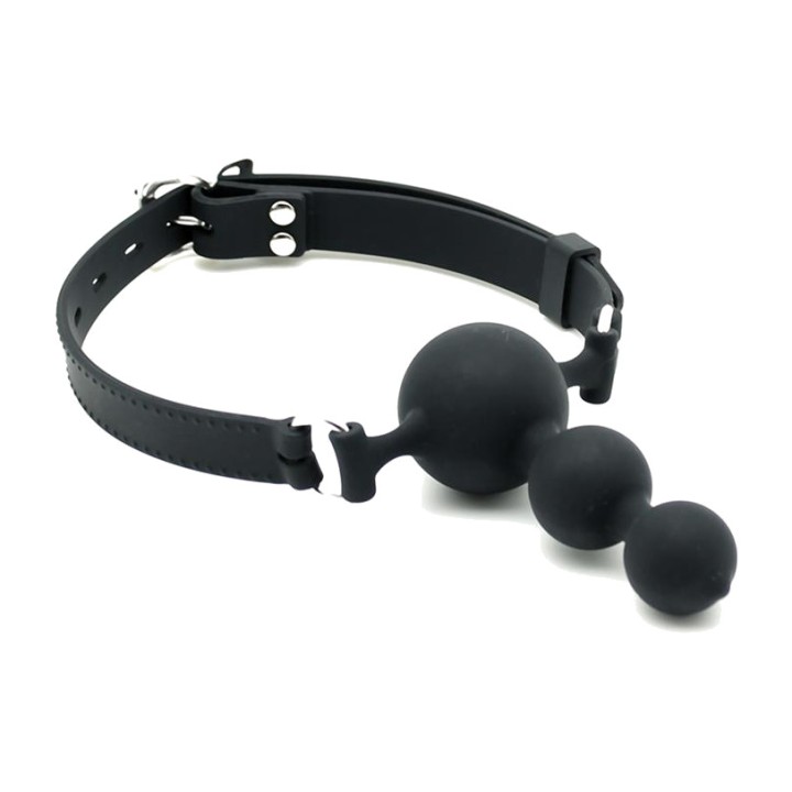 LATEX PLAY Bavaglio a palla con tre sfere in silicone R9109