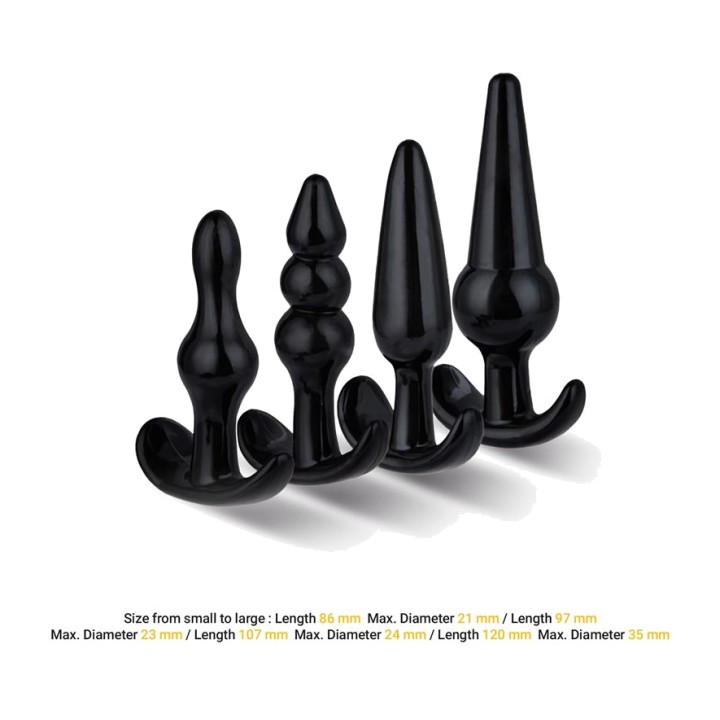 AFTERDARK Set de 4 plugs anales con base de ancla LUVEST-BOX AD-598