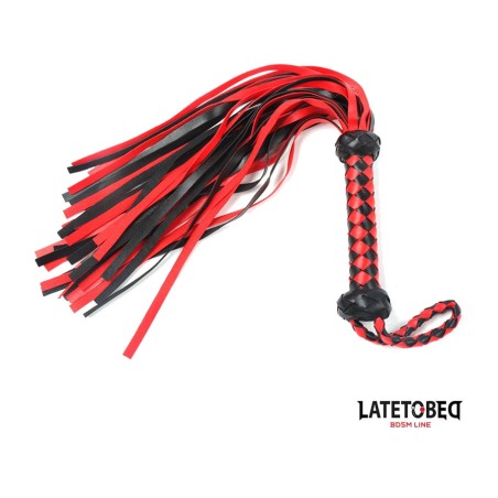 flogger de pele sintética com cabo entrançado 49 cm