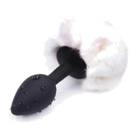 plug anale in silicone con coda a pompon 7 x 3 cm