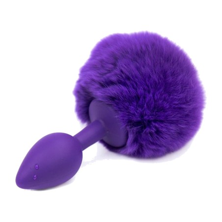 plug anale in silicone con coda a pompon 7 x 3 cm