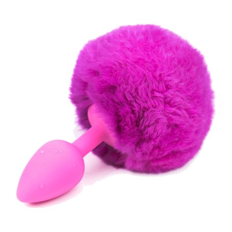 dop anal din silicon cu coadă cu pompon 7 x 3 cm