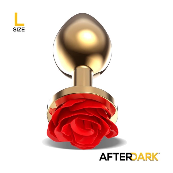 AFTERDARK Plug anal de metal com rosa na base ROSE AD-560VAR