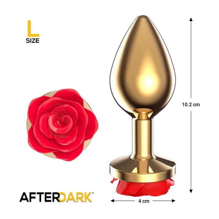 AFTERDARK Plug anal de metal com rosa na base ROSE AD-560VAR