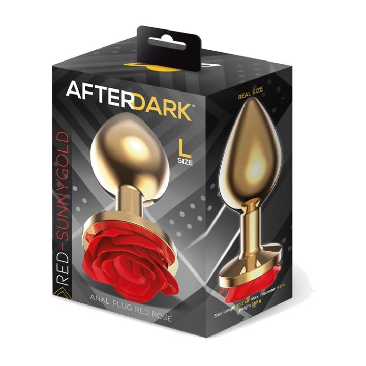 AFTERDARK Plug anal de metal com rosa na base ROSE AD-560VAR