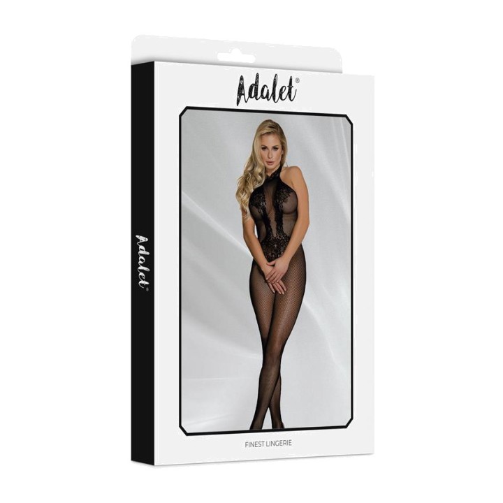 ADALET LINGERIE blomstret netbodystocking med åben skridt