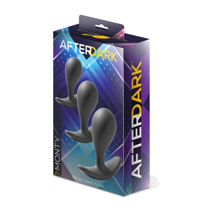 AFTERDARK Set de 3 plugs anals de mides diferents MONTY