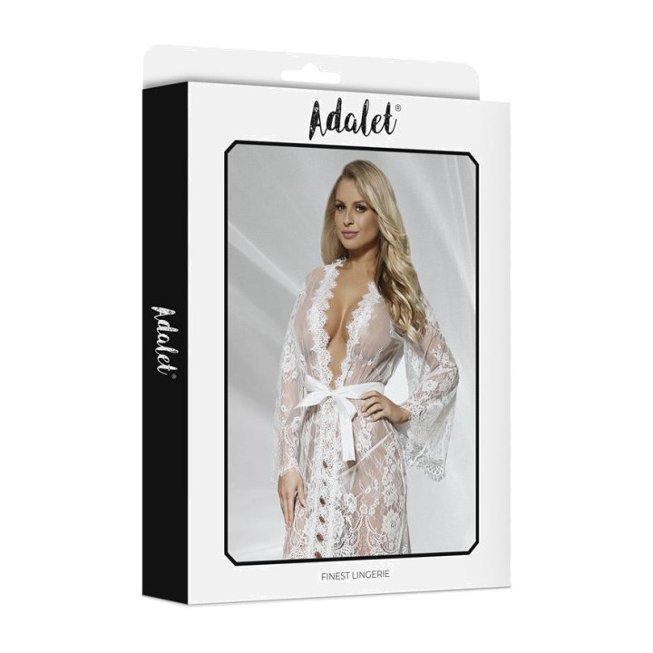 ADALET LINGERIE Halbtransparenter Spitzenmorgenmantel mit