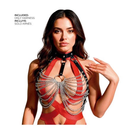 vegan leather chest harness with chains samara