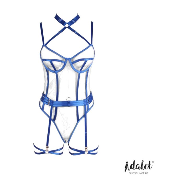 ADALET LINGERIE Net-teddy med stropper og strømpeholdere
