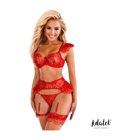 conjunto de soutien, tanga e ligas com folhos natalie