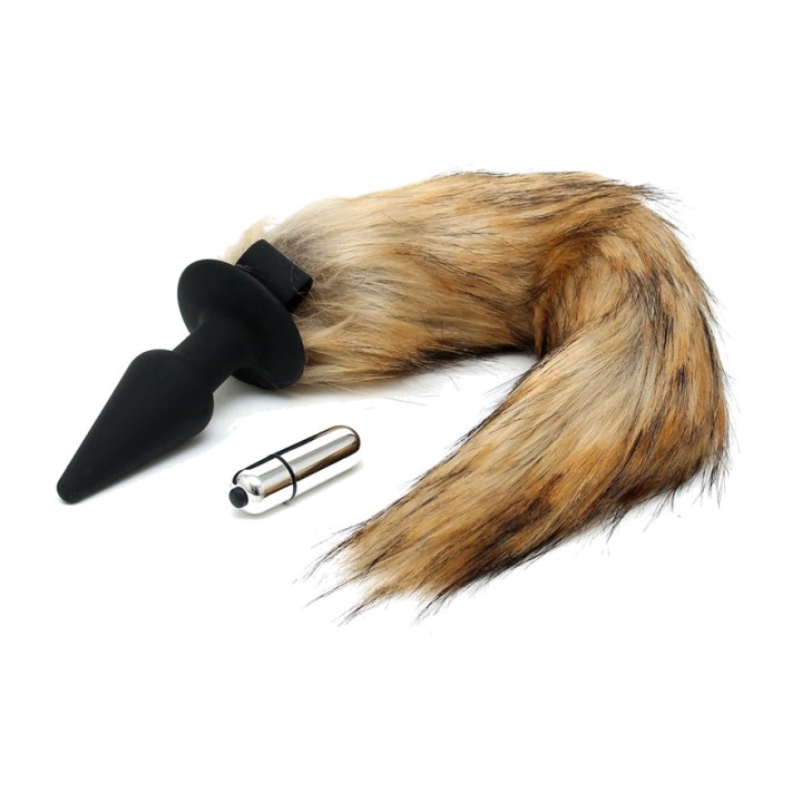 LATEX PLAY Plug anal vibratório com cauda de raposa 3.5 CM