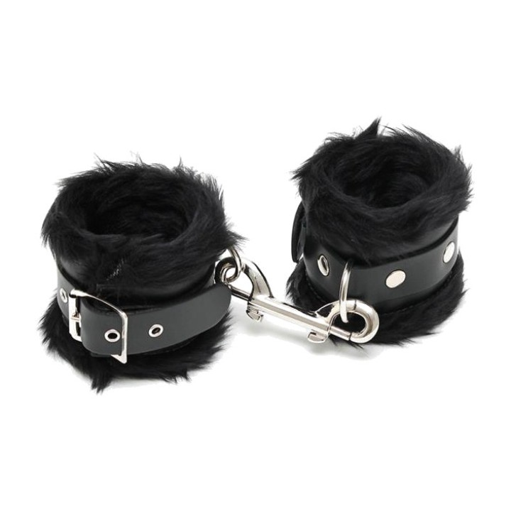 BONDAGE PLAY Manette in pelle foderate in pelliccia 7 CM