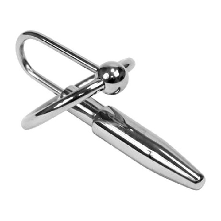 BONDAGE PLAY Plug uretrale in metallo con anello per il