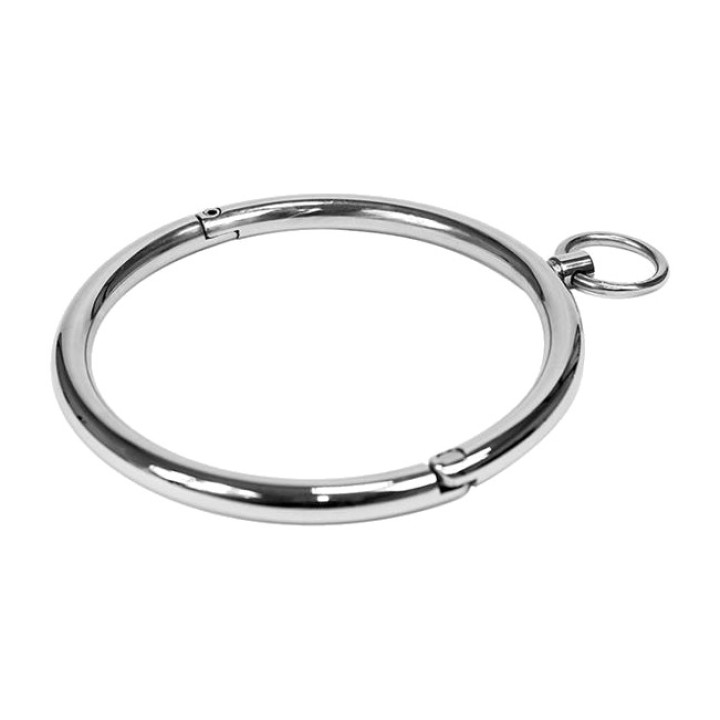 BONDAGE PLAY Coleira de aço arredondada com argola e chave