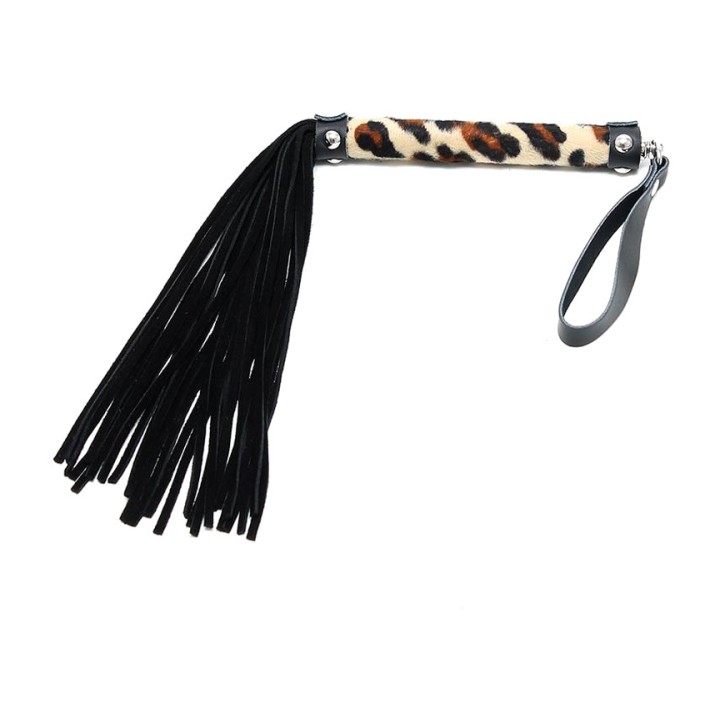 BONDAGE PLAY Flogger de cuero con mango decorado 35 CM R7936VAR