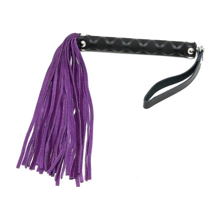 fouet en cuir avec manche décoré 35 cm