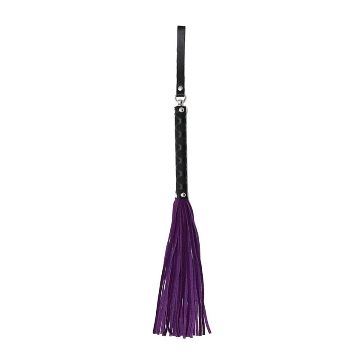 BONDAGE PLAY Fouet en cuir avec manche décoré 35 CM R7936VAR