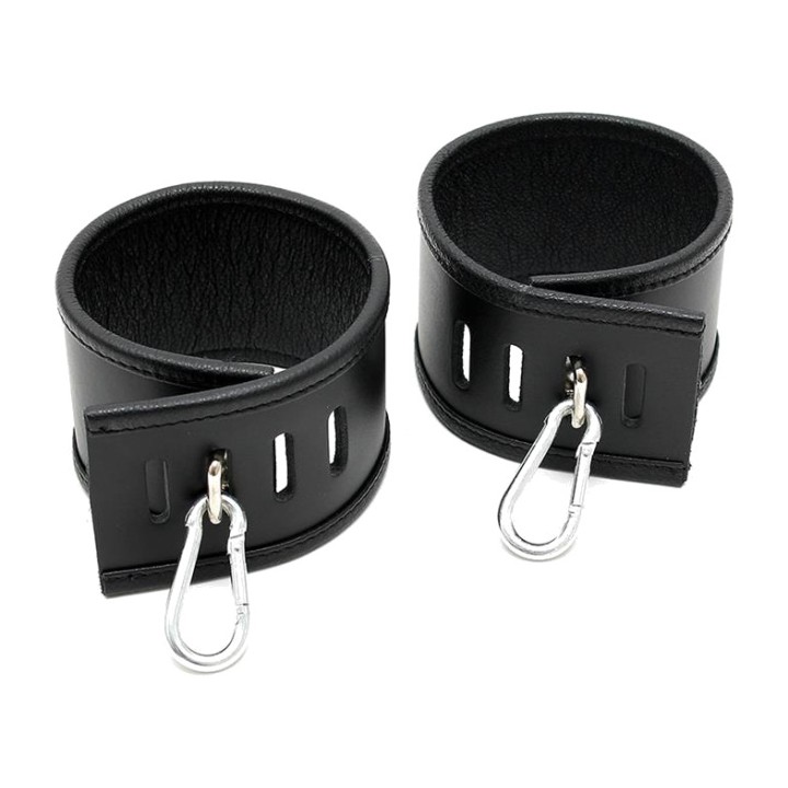 BONDAGE PLAY Esposas de cuero con cierre de pasador R7635