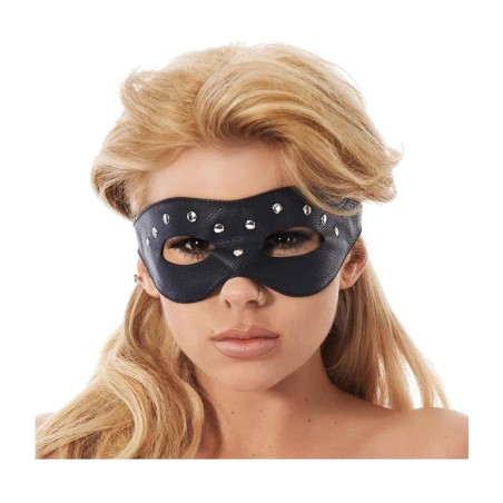 leather mask with eye openings and studs en