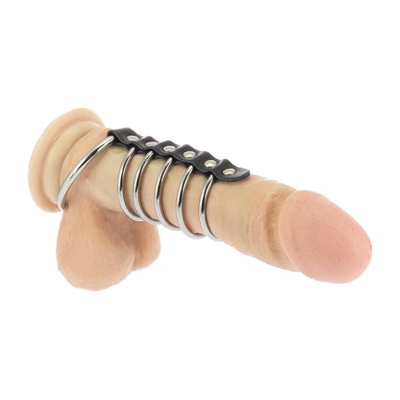 penisring mit 6 metallringen und lederband