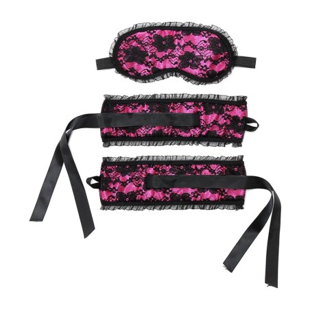 cuffs and blindfold set with ties burlesque