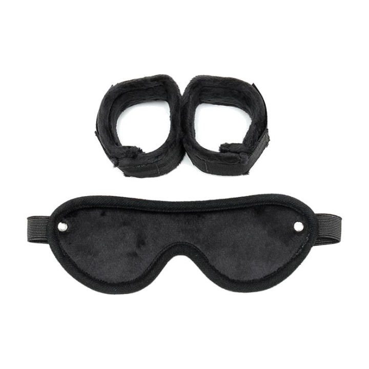 BONDAGE PLAY Set nylon handboeien en blinddoek met