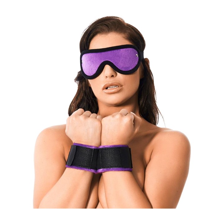 BONDAGE PLAY Nylon wrist cuffs and blindfold with Velcro