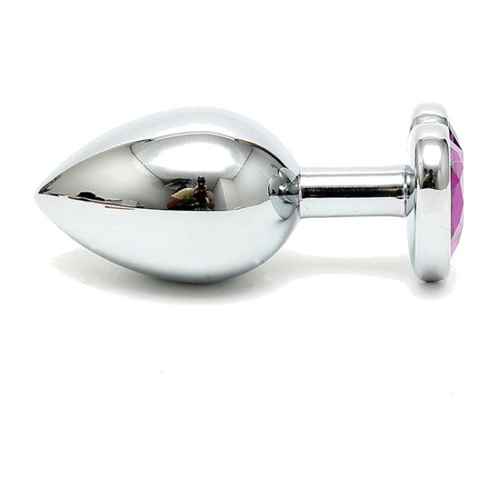 BONDAGE PLAY Analplug af stål med hjerteformet juvel 73 MM