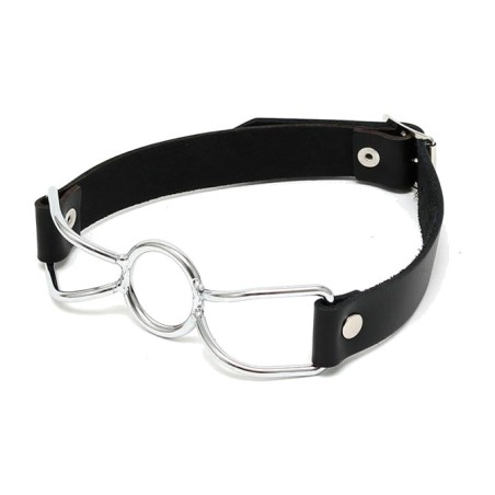 spinnenknebel mit ring aus metall und leder
