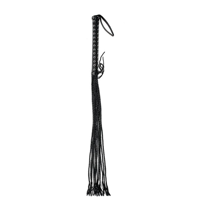 BONDAGE PLAY Flogger in pelle con fruste intrecciate 90 CM