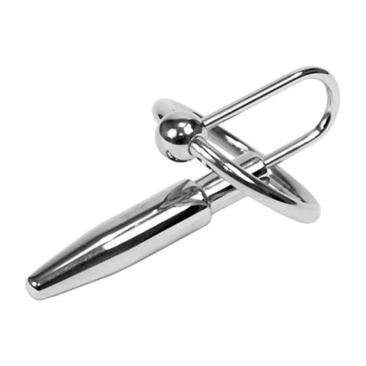BONDAGE PLAY Plug uretrale in metallo con anello per il