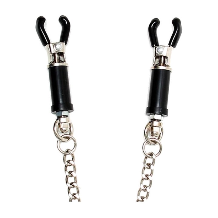 BONDAGE PLAY Ρυθμιζόμενα κλιπ θηλών με αλυσίδα R7833VAR