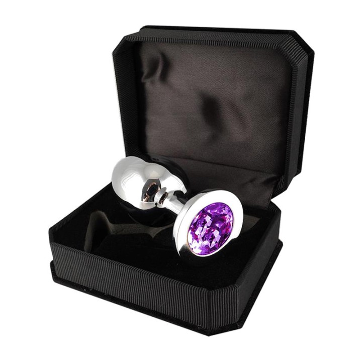 BONDAGE PLAY Plug anal en acier avec bijou 9.7 CM R7982VAR