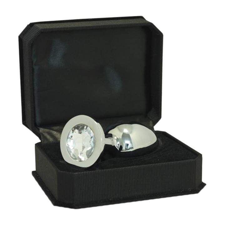 BONDAGE PLAY Plug anal de acero con joya 9.7 CM R7982VAR