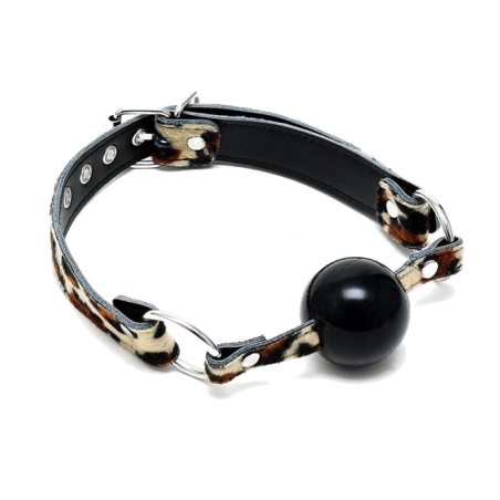 bollgag i silikon med läderrem 44 mm