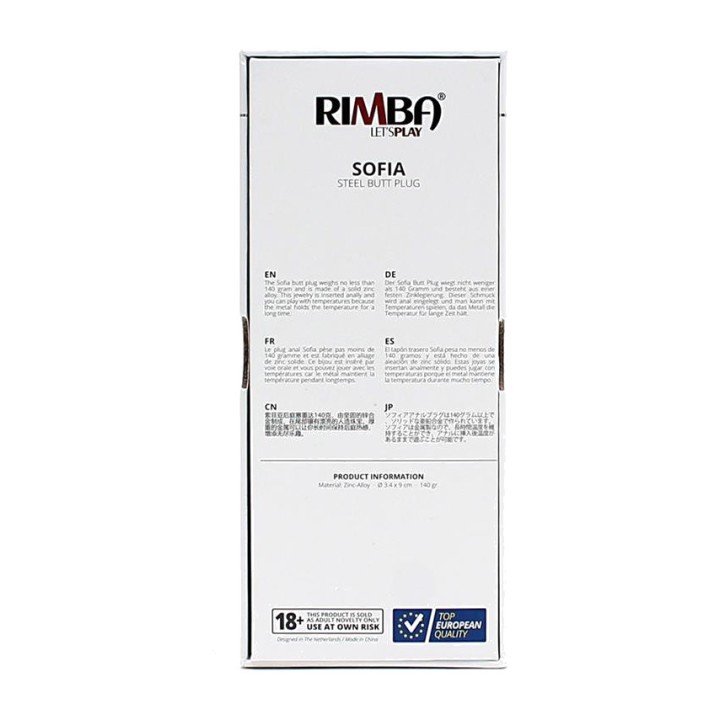 RIMBA Fémanális plug ékkővel SOFIA 9 X 3,5 CM R2558VAR