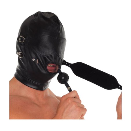 ledermaske mit abnehmbarer augenmaske und knebel