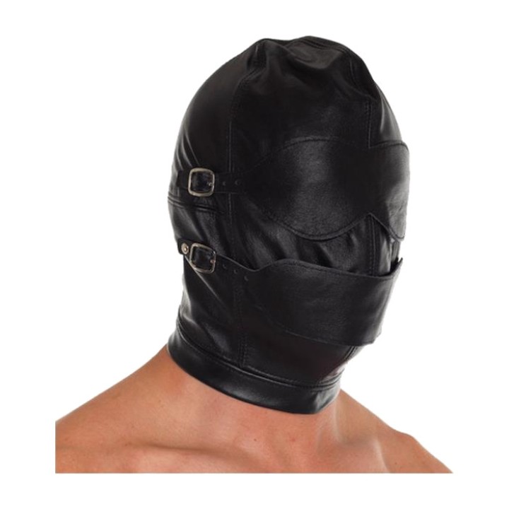 BONDAGE PLAY Leather mask with removable blindfold and gag