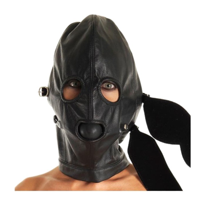 BONDAGE PLAY Leather mask with removable blindfold and gag