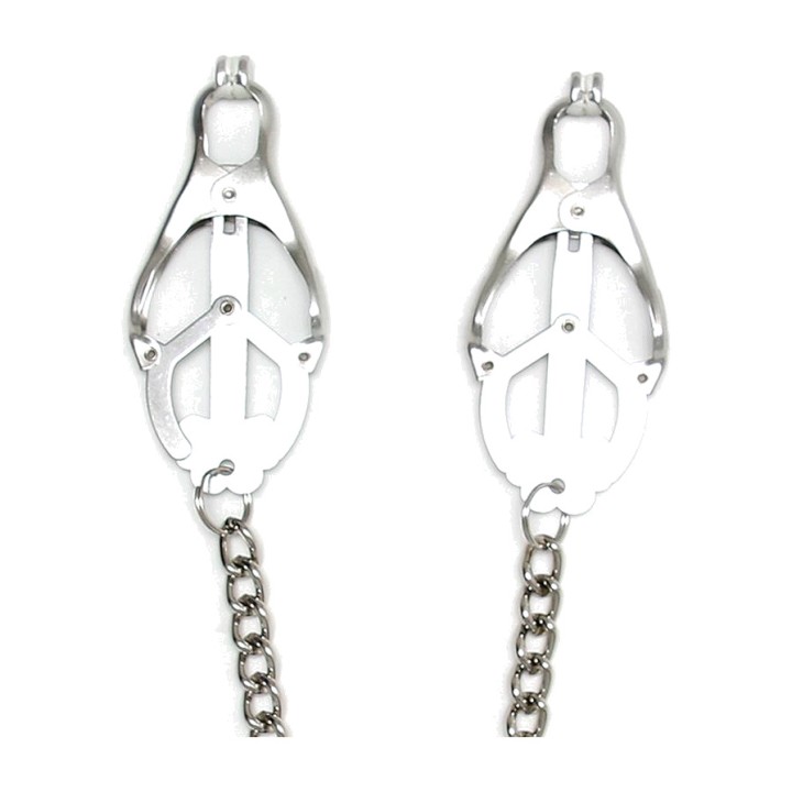 BONDAGE PLAY Clover nipple clamps with chain R7675