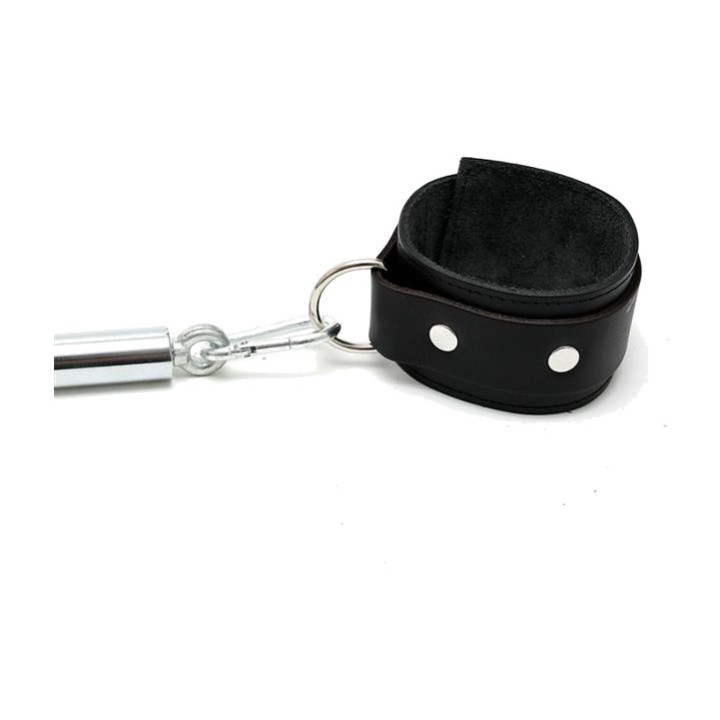 BONDAGE PLAY Barra separadora para pies con puños de cuero 55-85-CM R7639